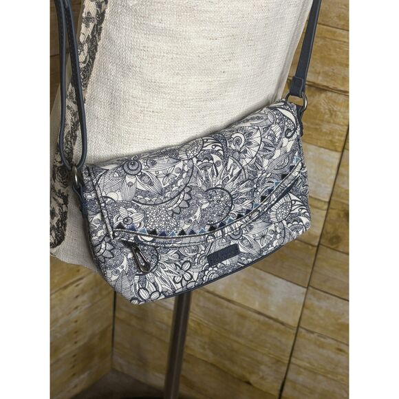 SAKROOTS PACIFIC FLORAL FOLD OVER SOFT CANVAS SMALL CROSSBODY PURSE - Picture 4 of 9